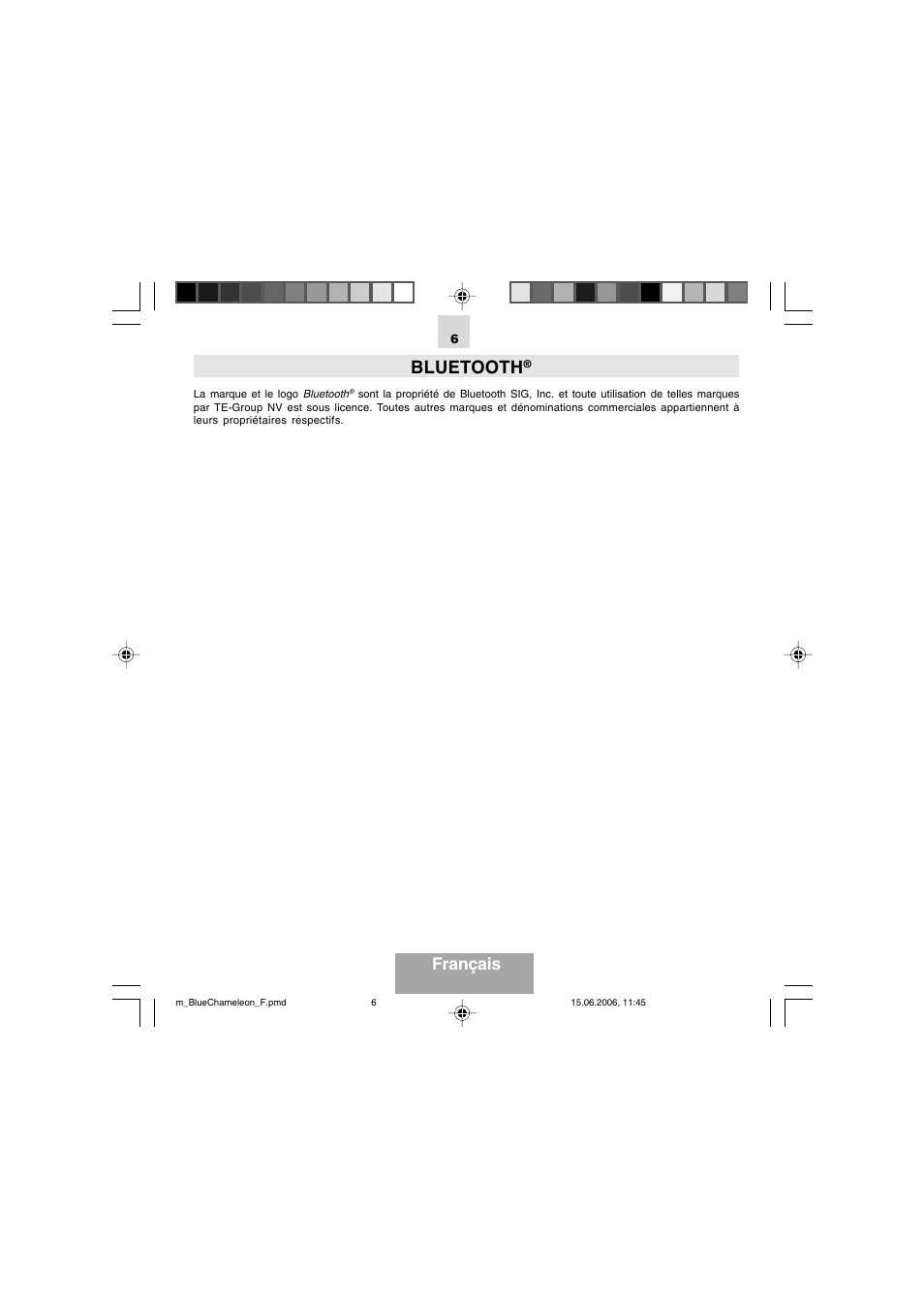 Bluetooth, Français | Mr Handsfree Bluetooth Headset Blue Chameleon User Manual | Page 18 / 63