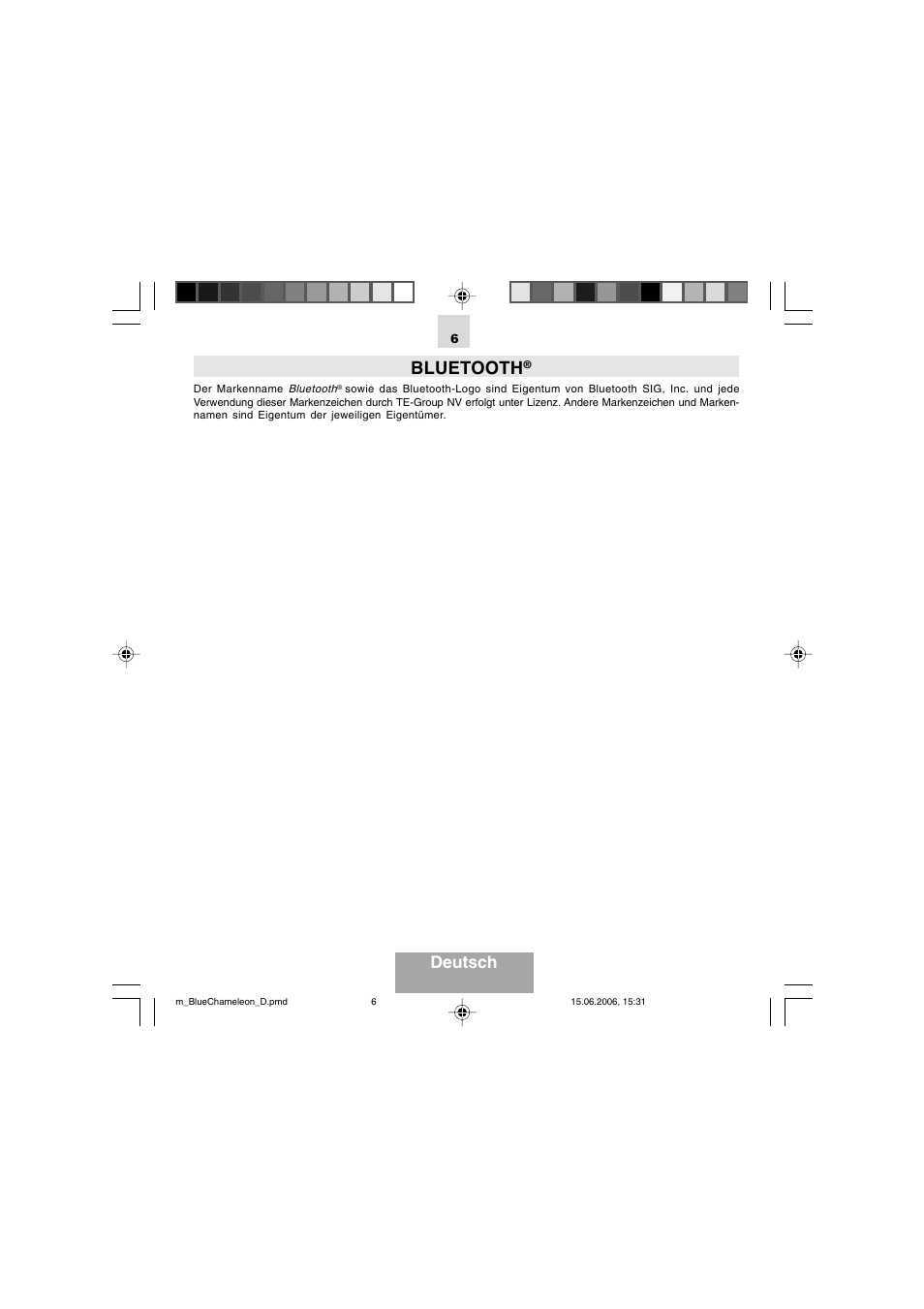 Bluetooth, Deutsch | Mr Handsfree Bluetooth Headset Blue Chameleon User Manual | Page 24 / 63