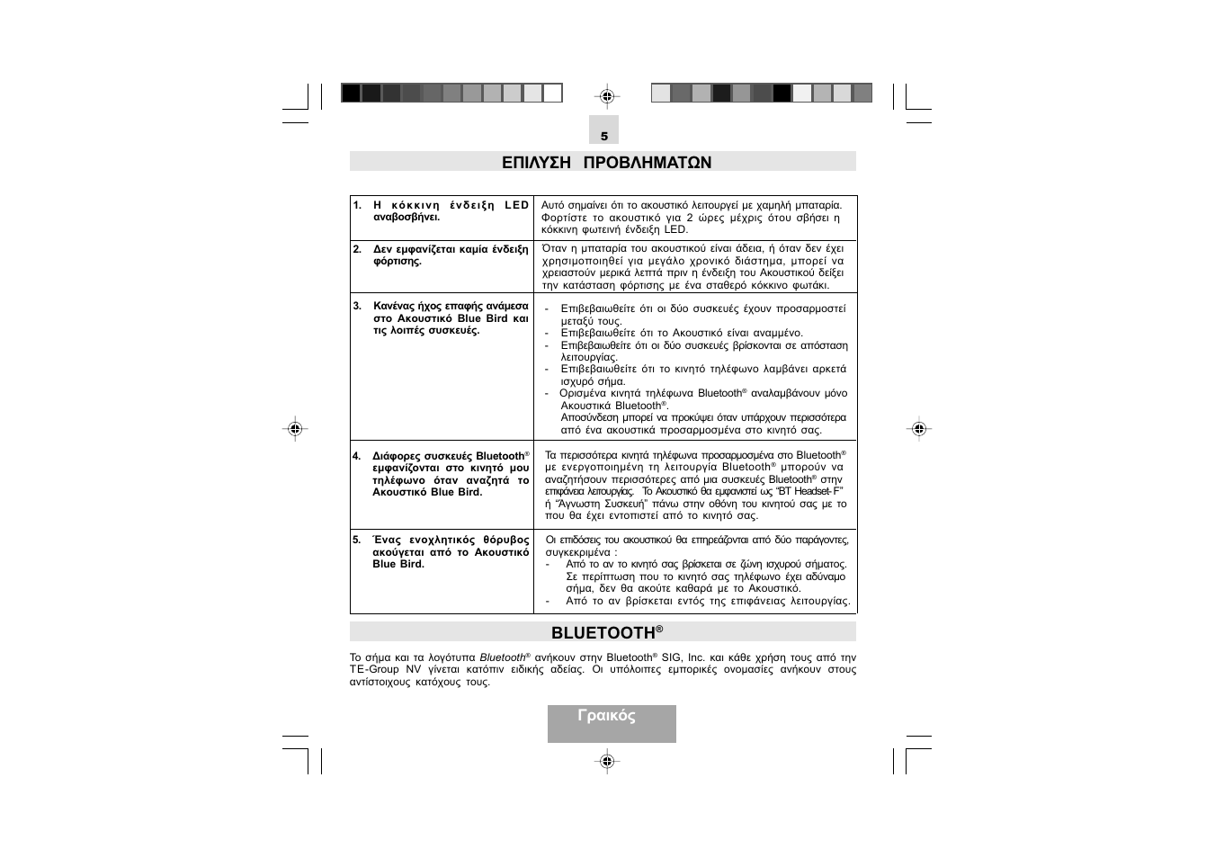 Επιλυση προβληματων bluetooth, Γραικός | Mr Handsfree Blue Bird User Manual | Page 42 / 91
