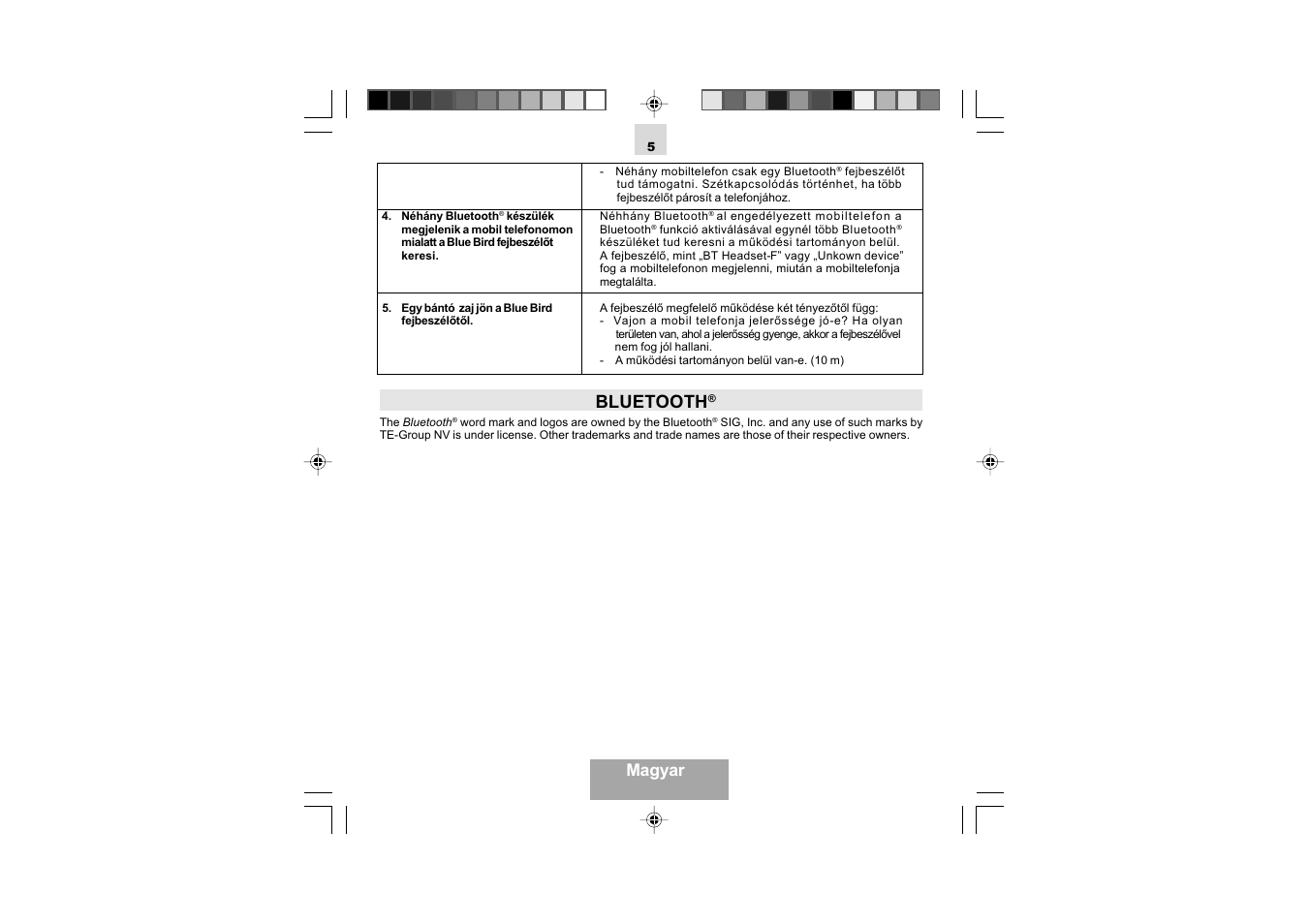 Bluetooth, Magyar | Mr Handsfree Blue Bird User Manual | Page 55 / 91