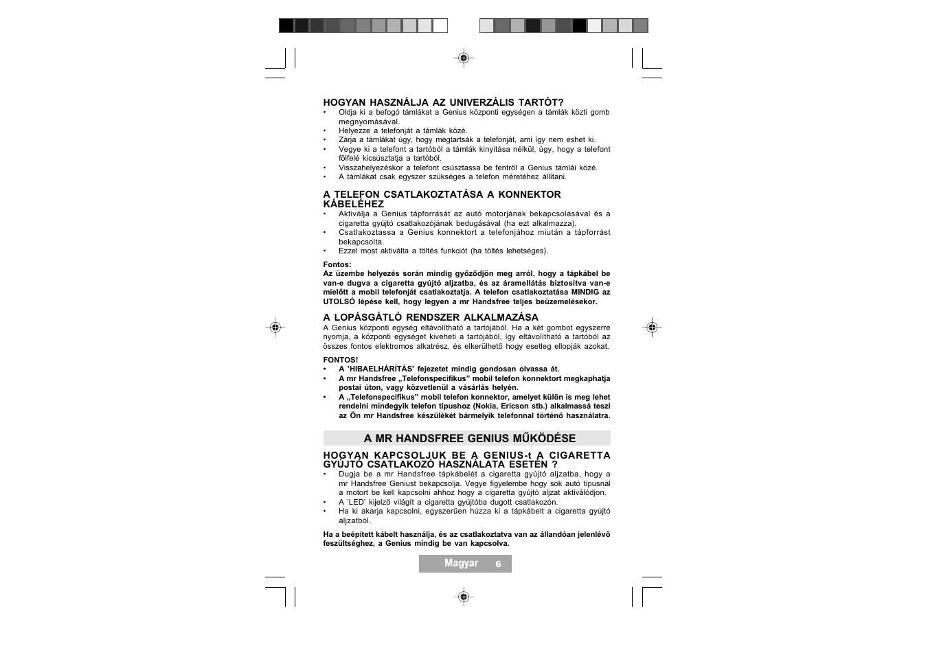 Magyar, A mr handsfree genius működése | Mr Handsfree Handsfree Kit User Manual | Page 80 / 119