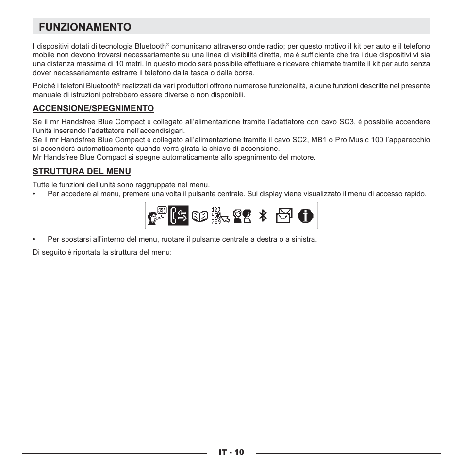 Funzionamento | Mr Handsfree Blue Compact Microphone User Manual | Page 119 / 291