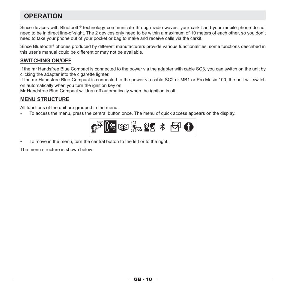 Operation | Mr Handsfree Blue Compact Microphone User Manual | Page 13 / 291