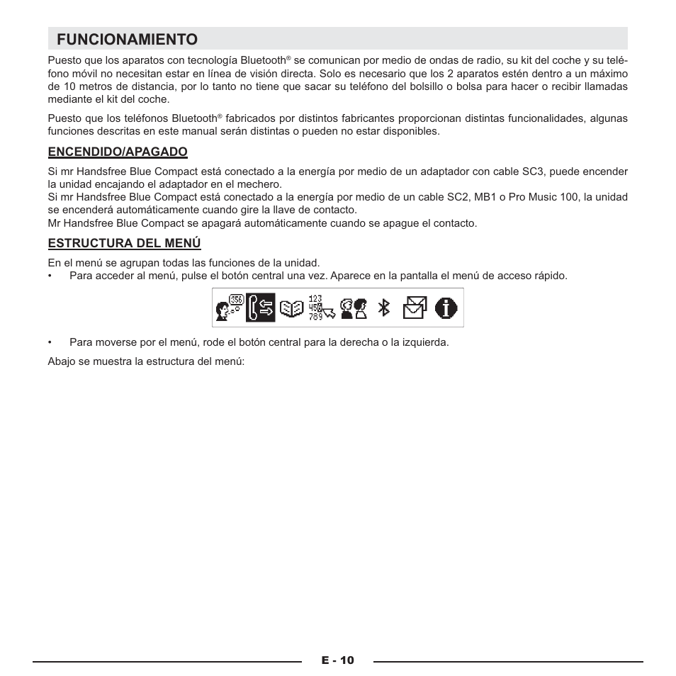 Funcionamiento | Mr Handsfree Blue Compact Microphone User Manual | Page 145 / 291