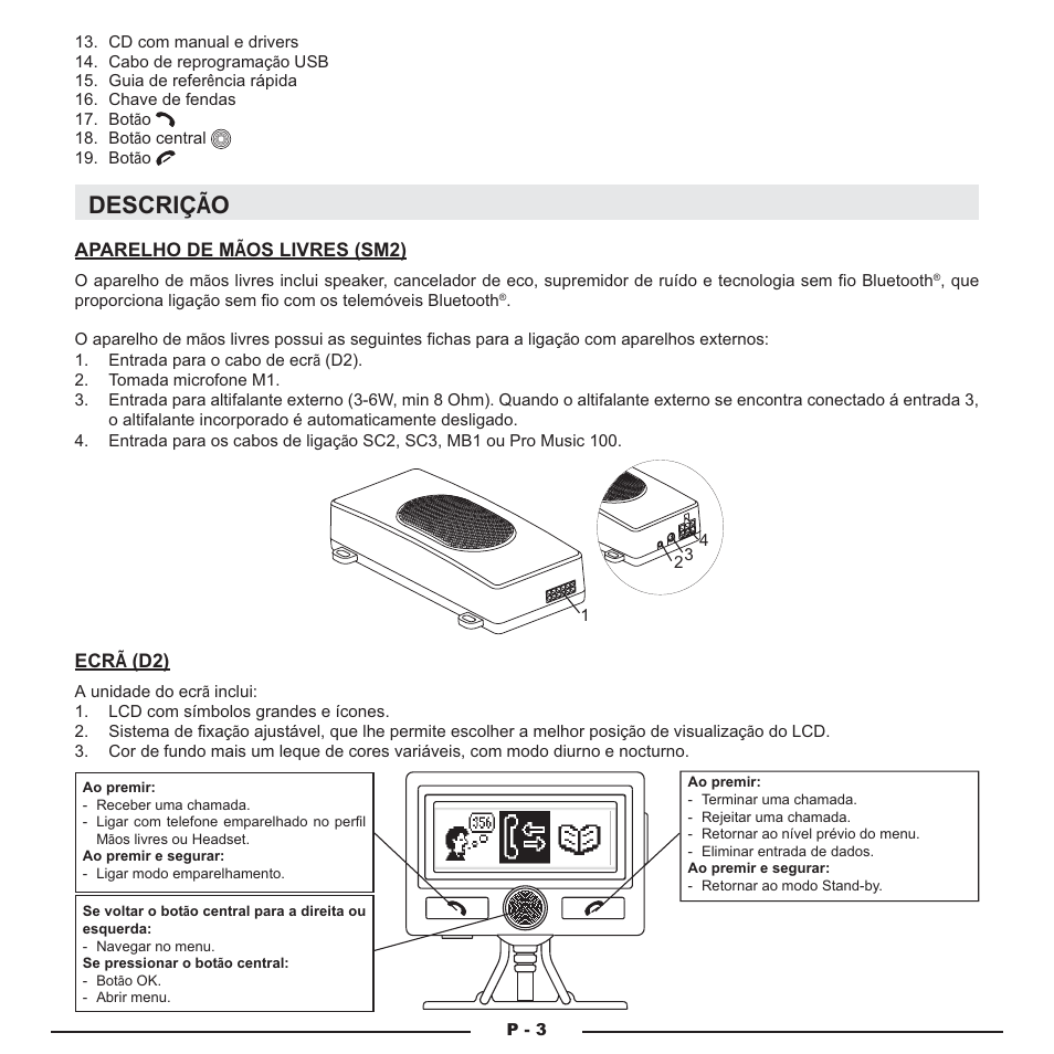 Descriç, Descriç ãão o | Mr Handsfree Blue Compact Microphone User Manual | Page 164 / 291