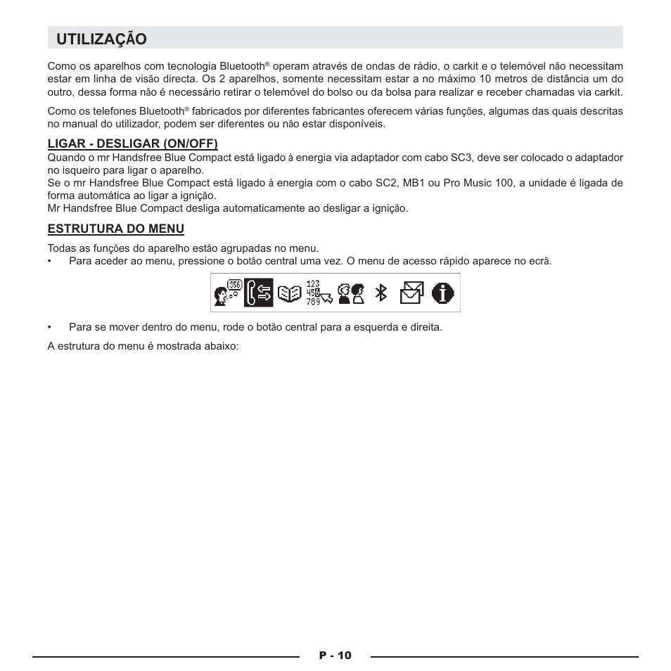 Utilizaç, Utilizaç ãão o | Mr Handsfree Blue Compact Microphone User Manual | Page 171 / 291