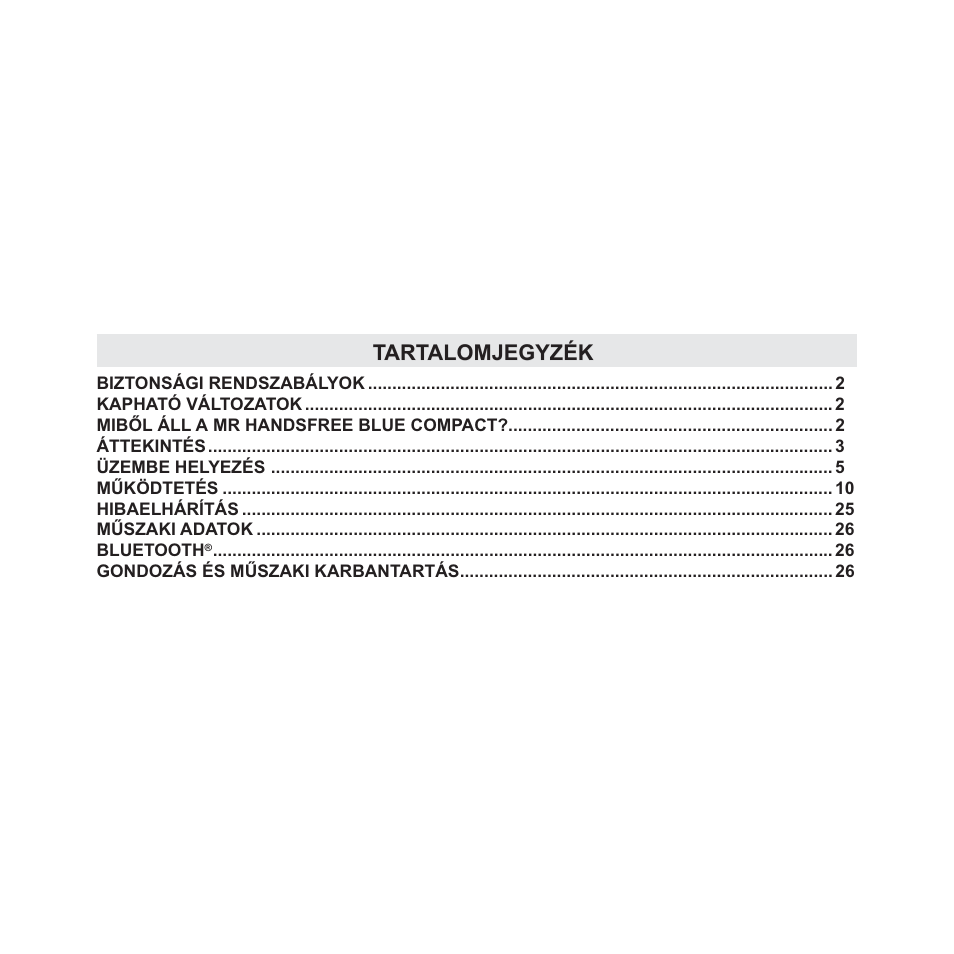 Tartalomjegyzék | Mr Handsfree Blue Compact Microphone User Manual | Page 188 / 291