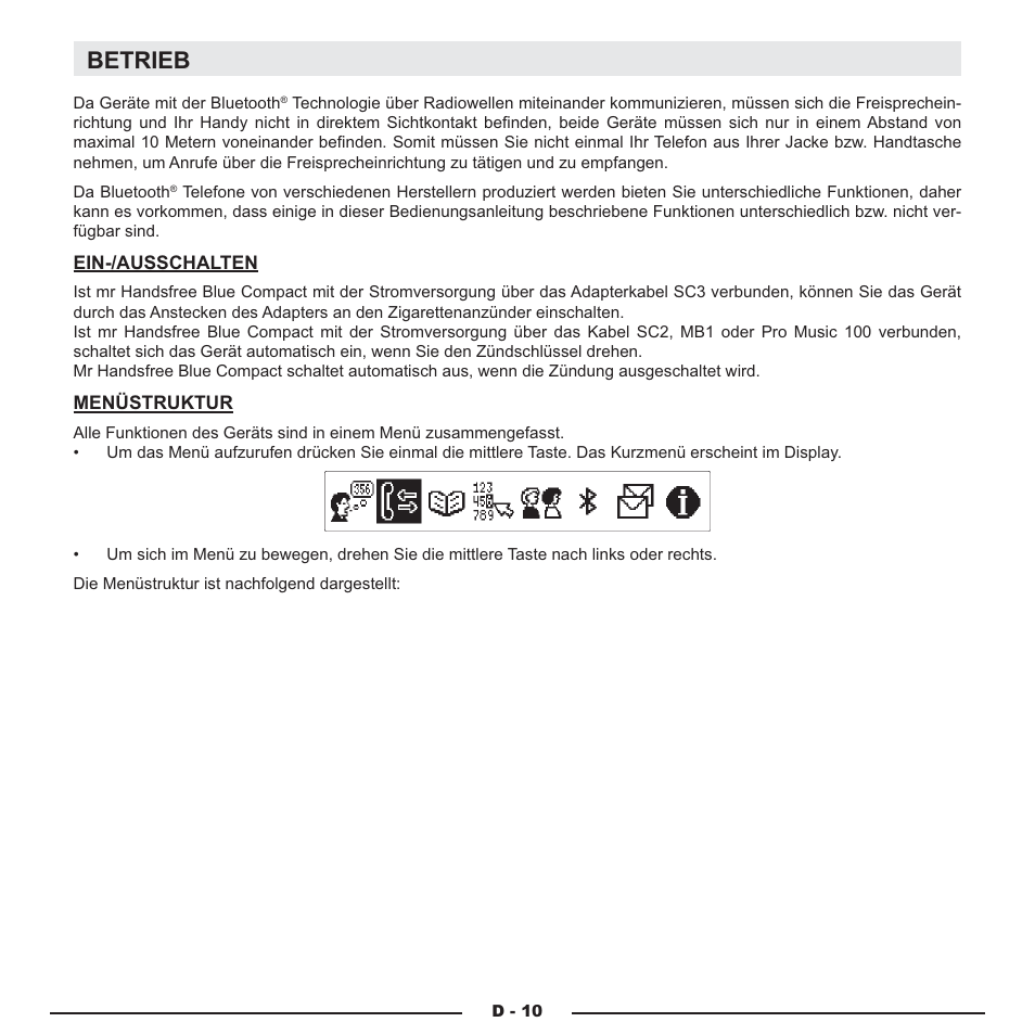 Betrieb | Mr Handsfree Blue Compact Microphone User Manual | Page 93 / 291