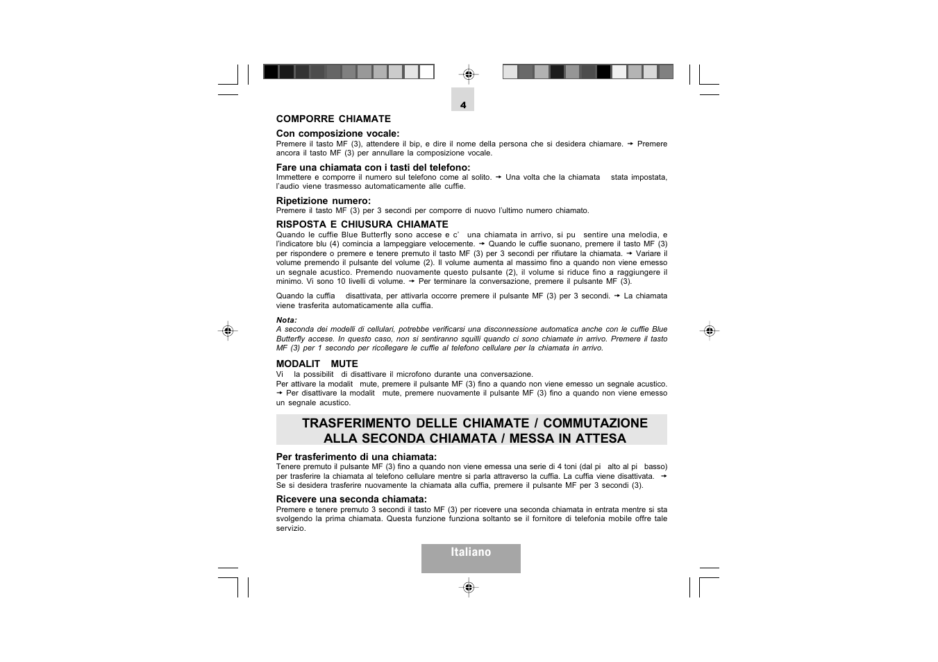 Italiano | Mr Handsfree Blue Butterfly II User Manual | Page 26 / 61