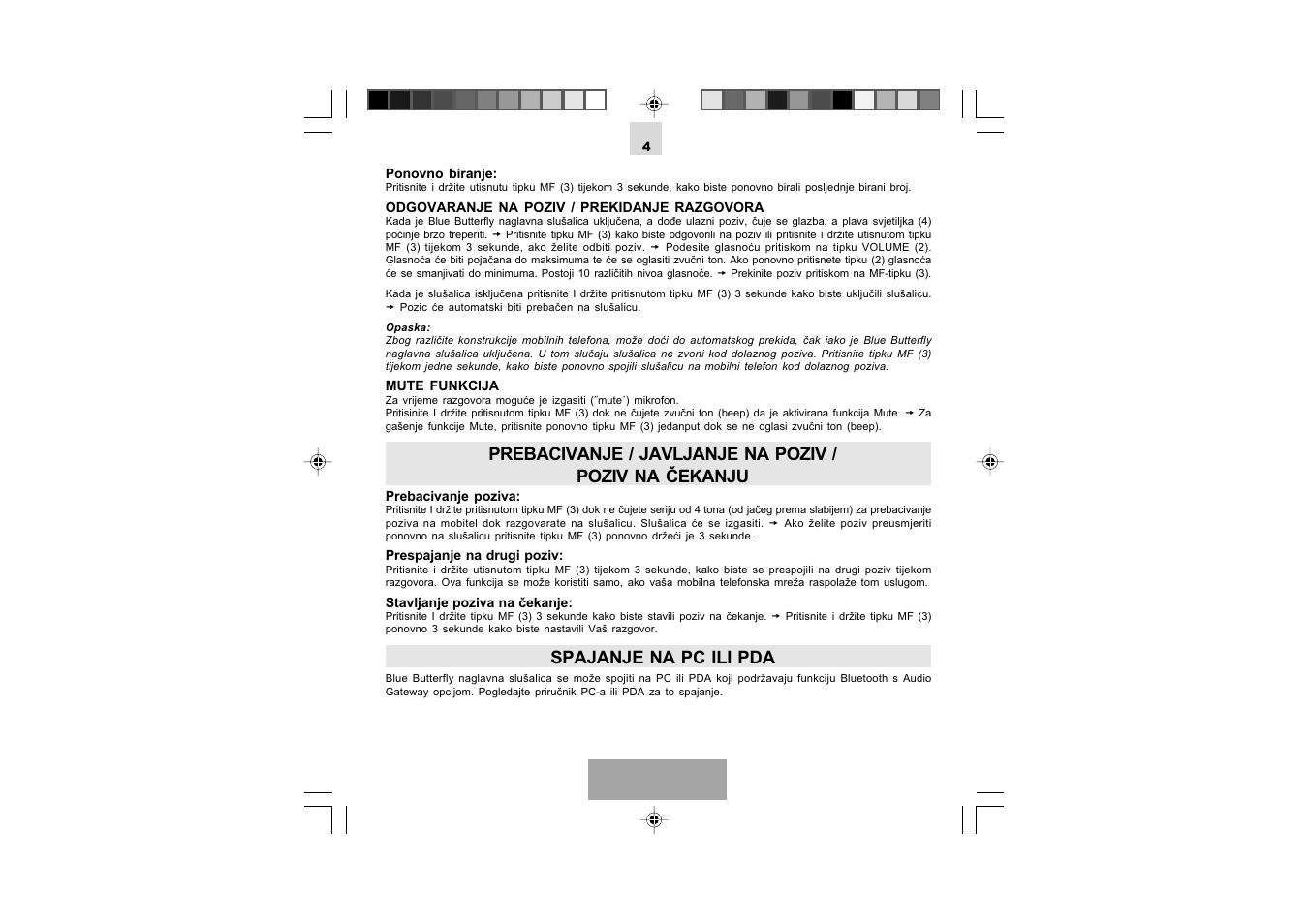 Spajanje na pc ili pda, Hrvatski | Mr Handsfree Blue Butterfly II User Manual | Page 59 / 61