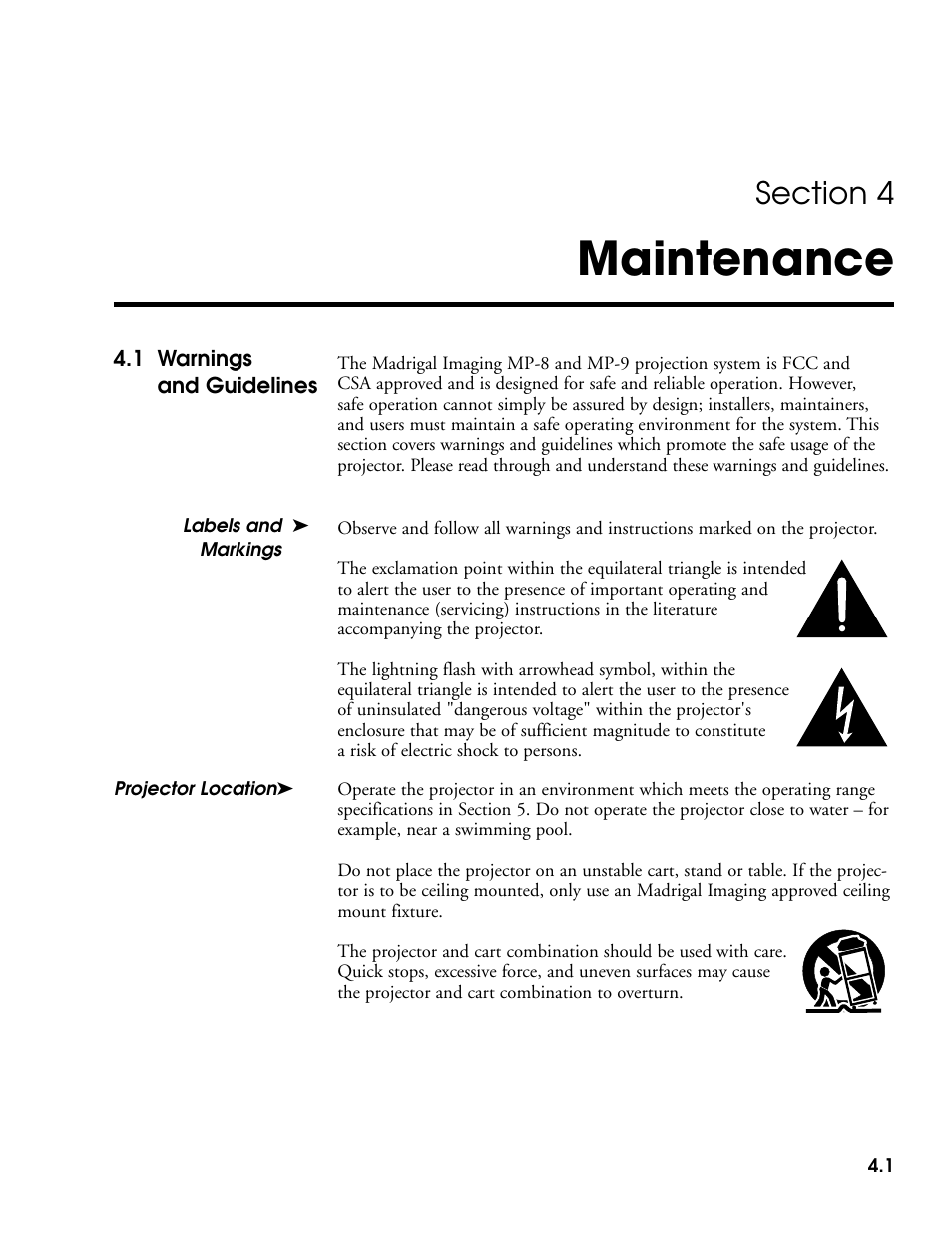 Maintenance | Madrigal Imaging MP-9 User Manual | Page 95 / 138