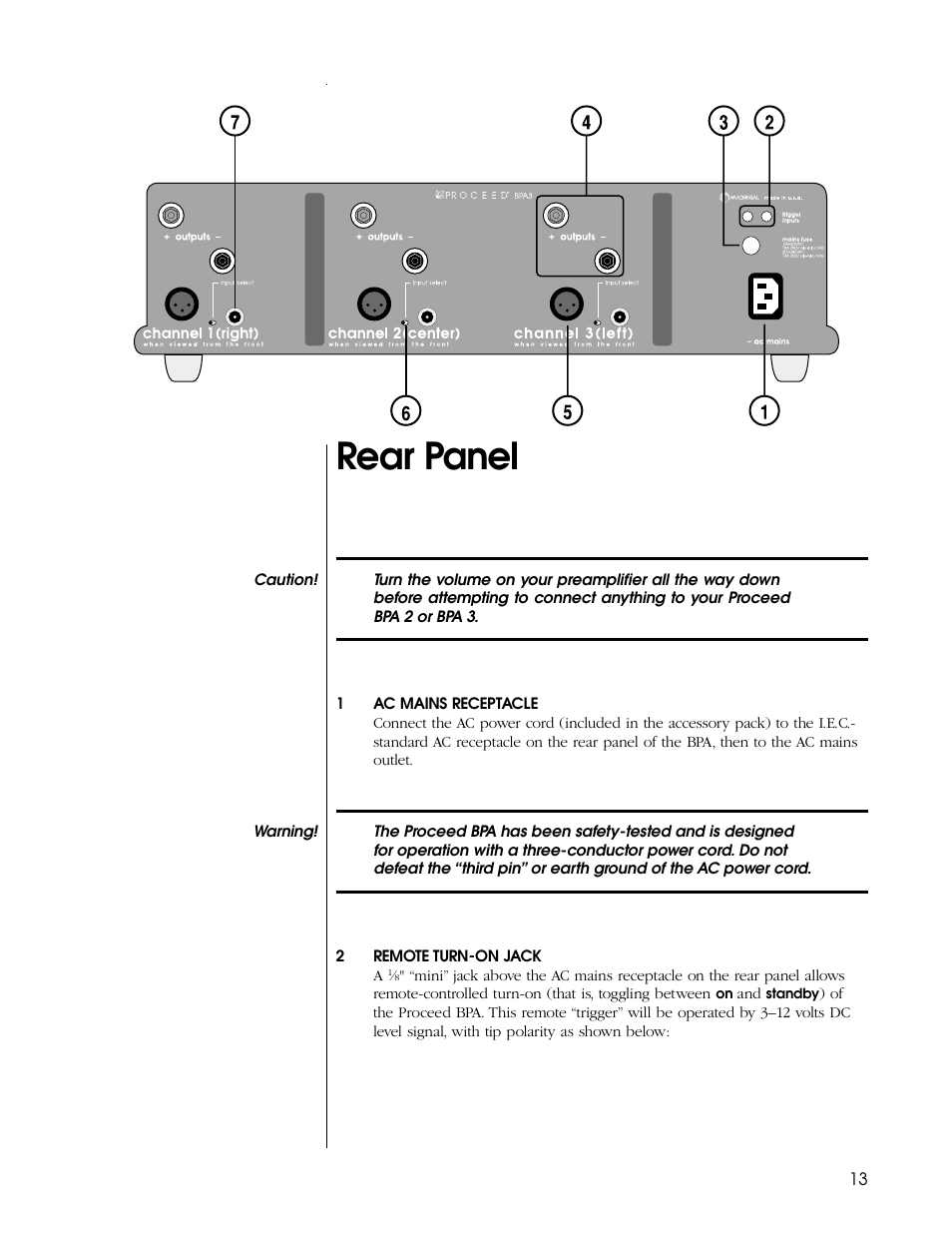 Rear panel | Madrigal Imaging BPA 3 User Manual | Page 13 / 22