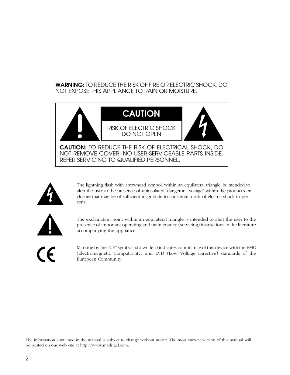 Caution | Madrigal Imaging BPA 3 User Manual | Page 2 / 22