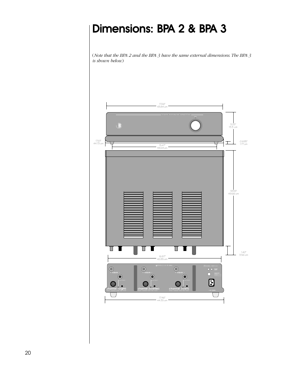 Dimensions: bpa 2 & bpa 3 | Madrigal Imaging BPA 3 User Manual | Page 20 / 22