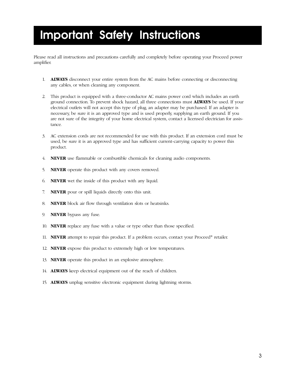 Important safety instructions | Madrigal Imaging BPA 3 User Manual | Page 3 / 22