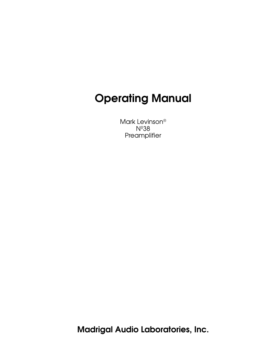 Madrigal Imaging N38 User Manual | 38 pages