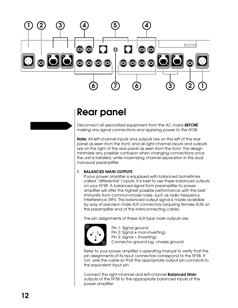 Rear panel, Precaution | Madrigal Imaging N38 User Manual | Page 12 / 38