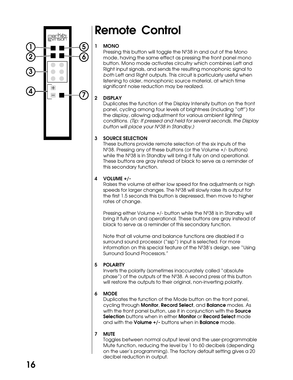 Remote control | Madrigal Imaging N38 User Manual | Page 16 / 38