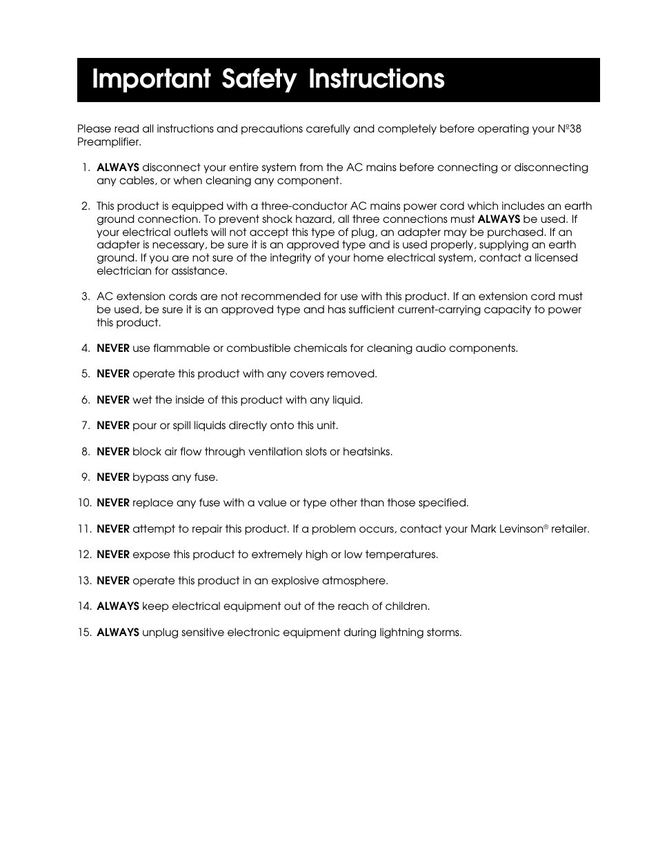 Important safety instructions | Madrigal Imaging N38 User Manual | Page 3 / 38