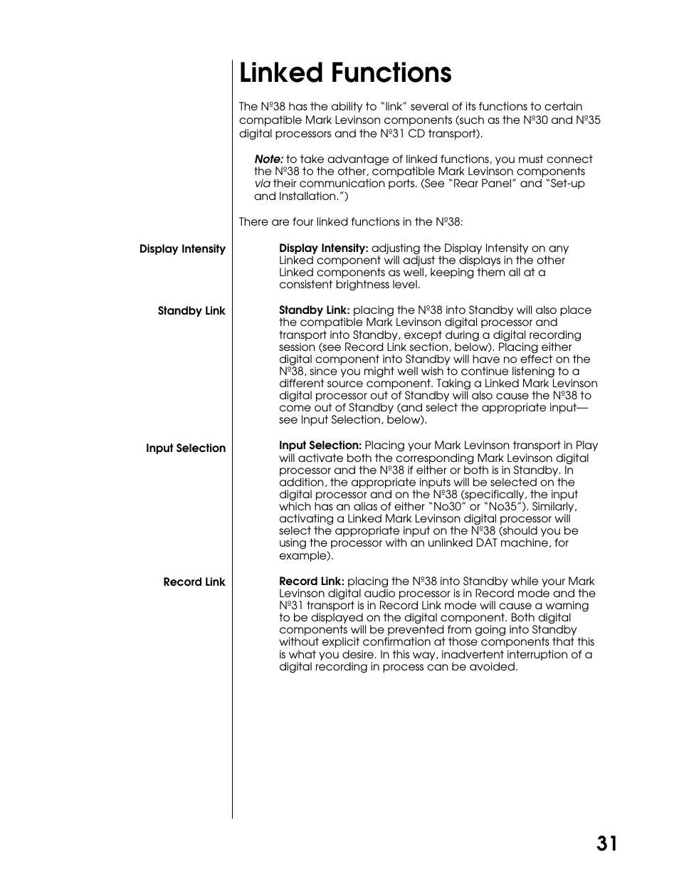 Linked functions | Madrigal Imaging N38 User Manual | Page 31 / 38