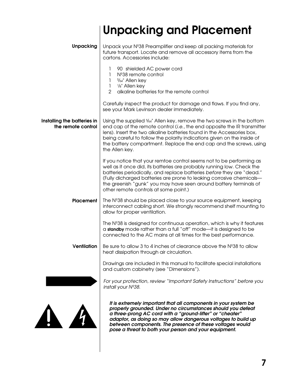 Unpacking and placement | Madrigal Imaging N38 User Manual | Page 7 / 38