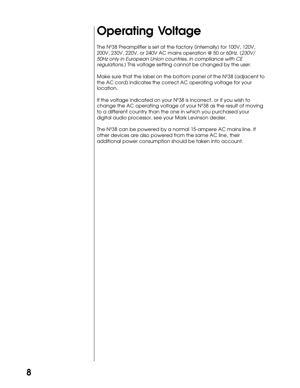 Operating voltage | Madrigal Imaging N38 User Manual | Page 8 / 38