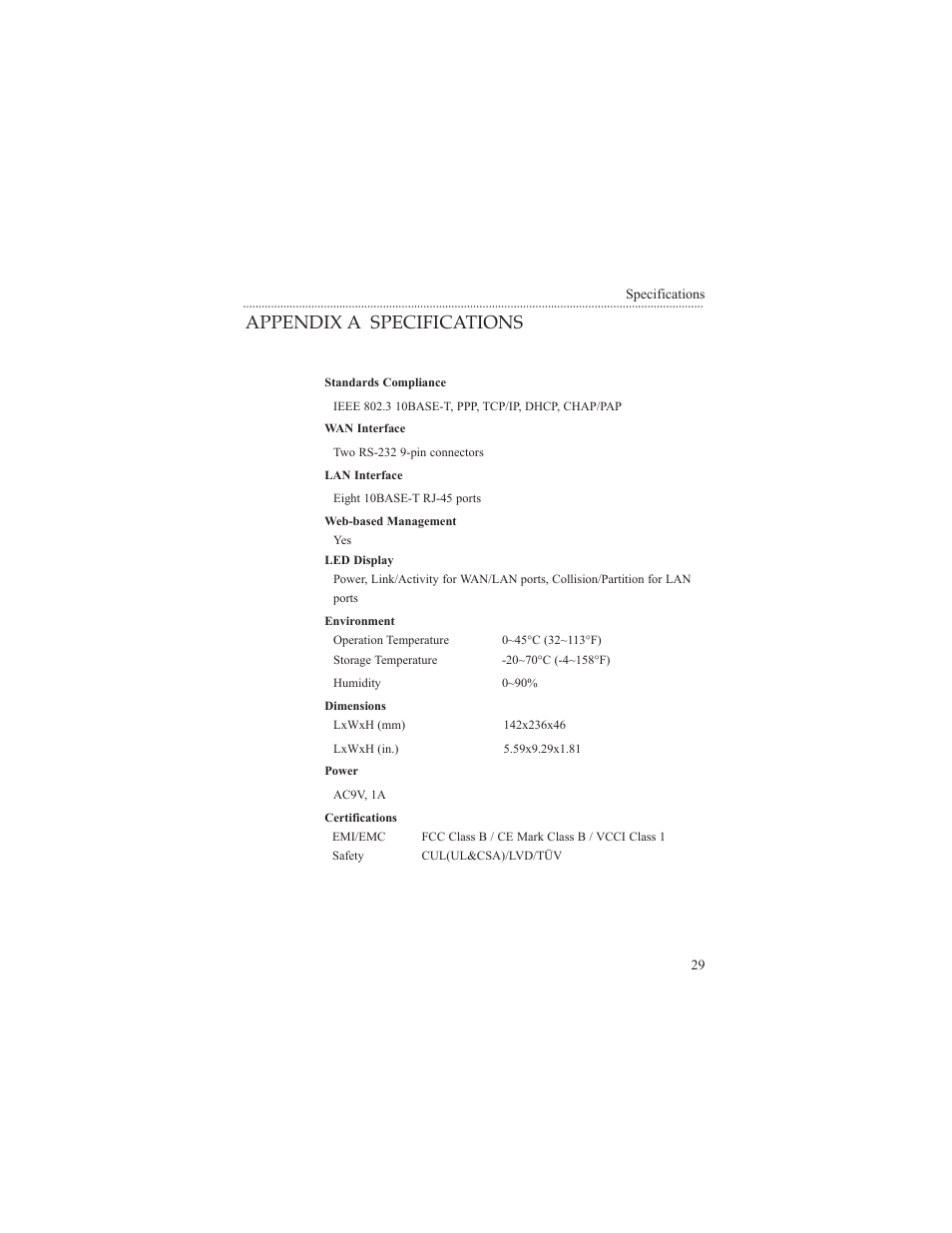 Appendix a specifications | Macsense Connectivity MIH-108 User Manual | Page 32 / 39