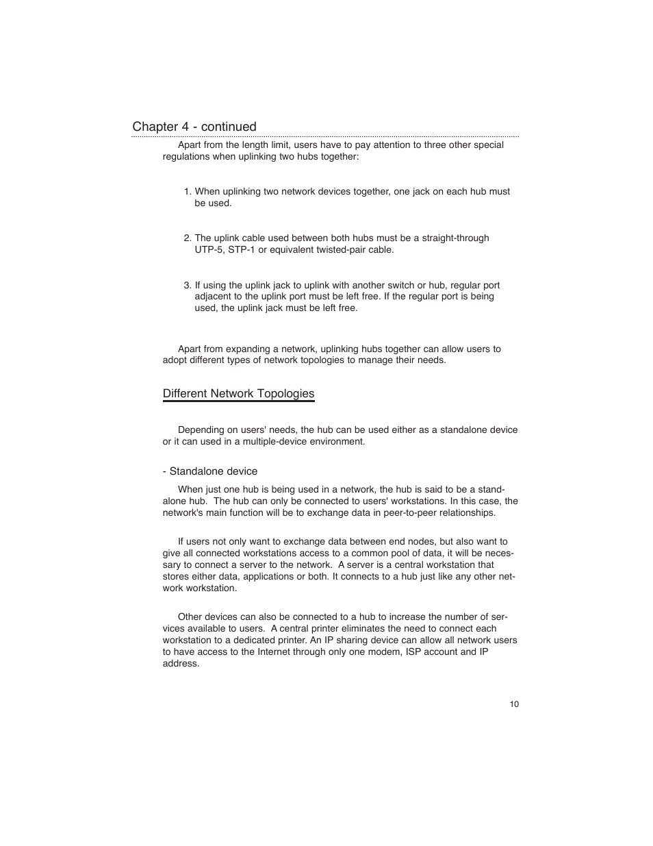 Different network topologies, Chapter 4 - continued | Macsense Connectivity FDH-608/616 User Manual | Page 13 / 27