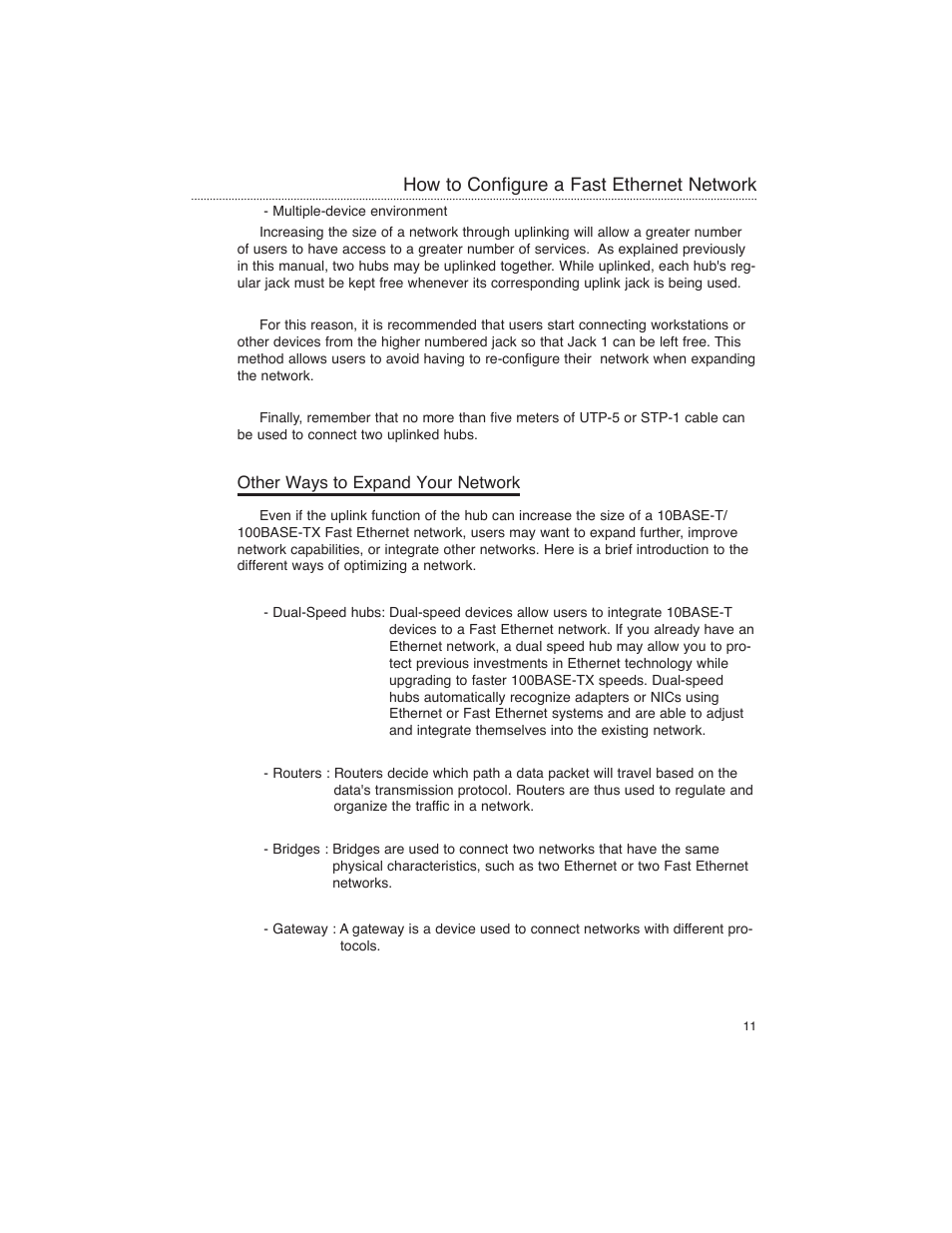 Other ways to expand your network, How to configure a fast ethernet network | Macsense Connectivity FDH-608/616 User Manual | Page 14 / 27