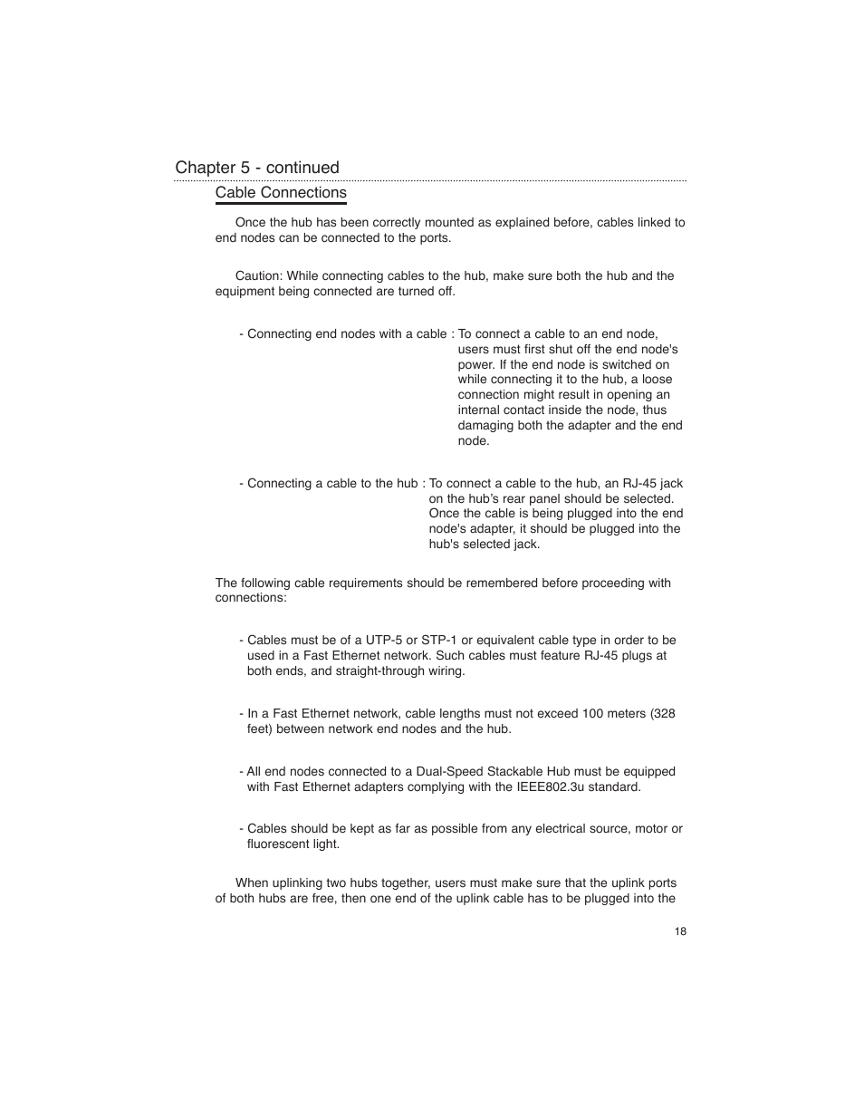 Cable connections, Chapter 5 - continued | Macsense Connectivity FDH-608/616 User Manual | Page 20 / 27