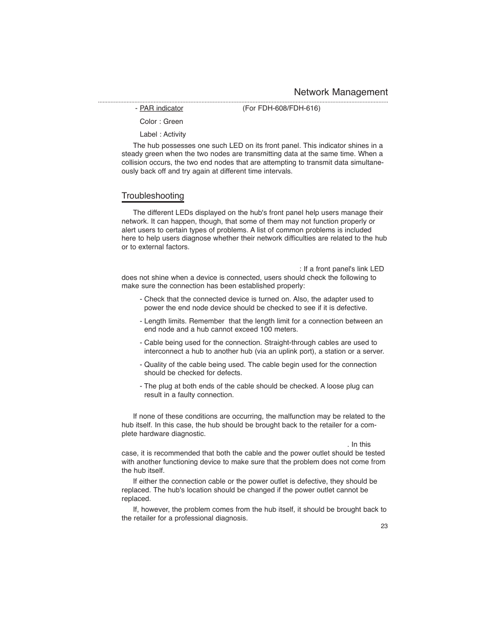 Troubleshooting, Network management | Macsense Connectivity FDH-608/616 User Manual | Page 24 / 27