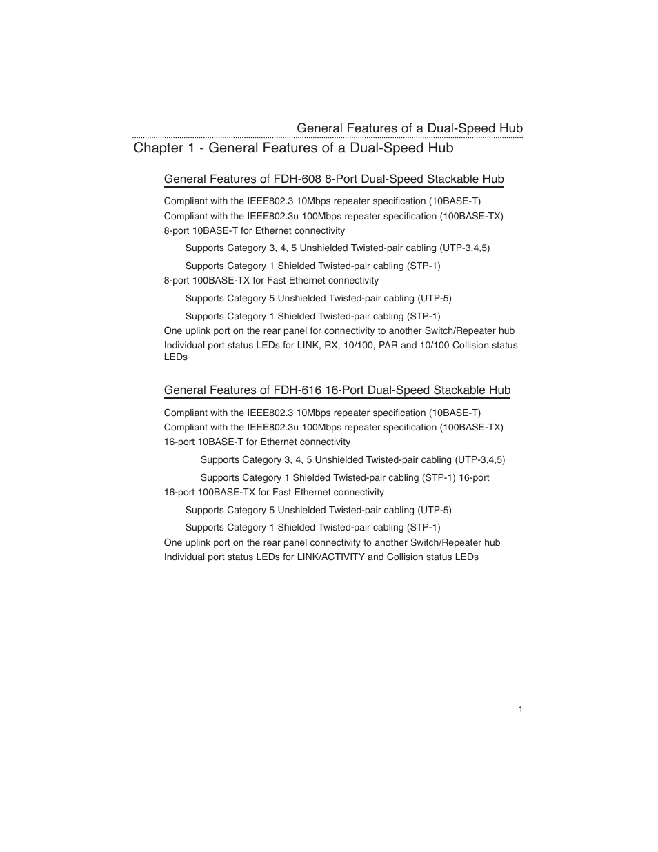 Chapter 1 - general features of a dual-speed hub | Macsense Connectivity FDH-608/616 User Manual | Page 5 / 27