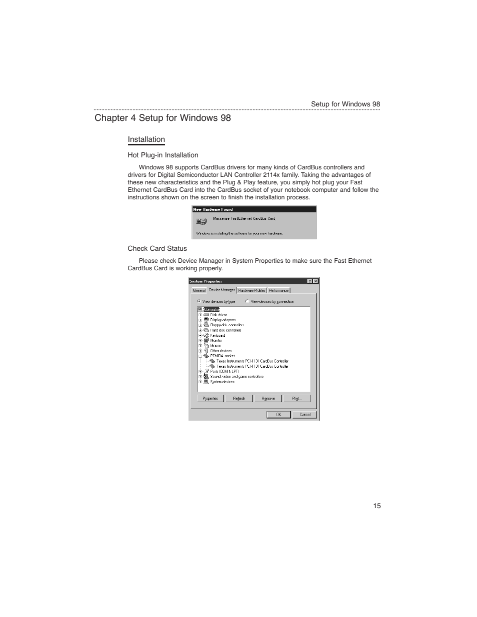 Chapter 4 setup for windows 98, Installation | Macsense Connectivity MPC-200 User Manual | Page 17 / 43