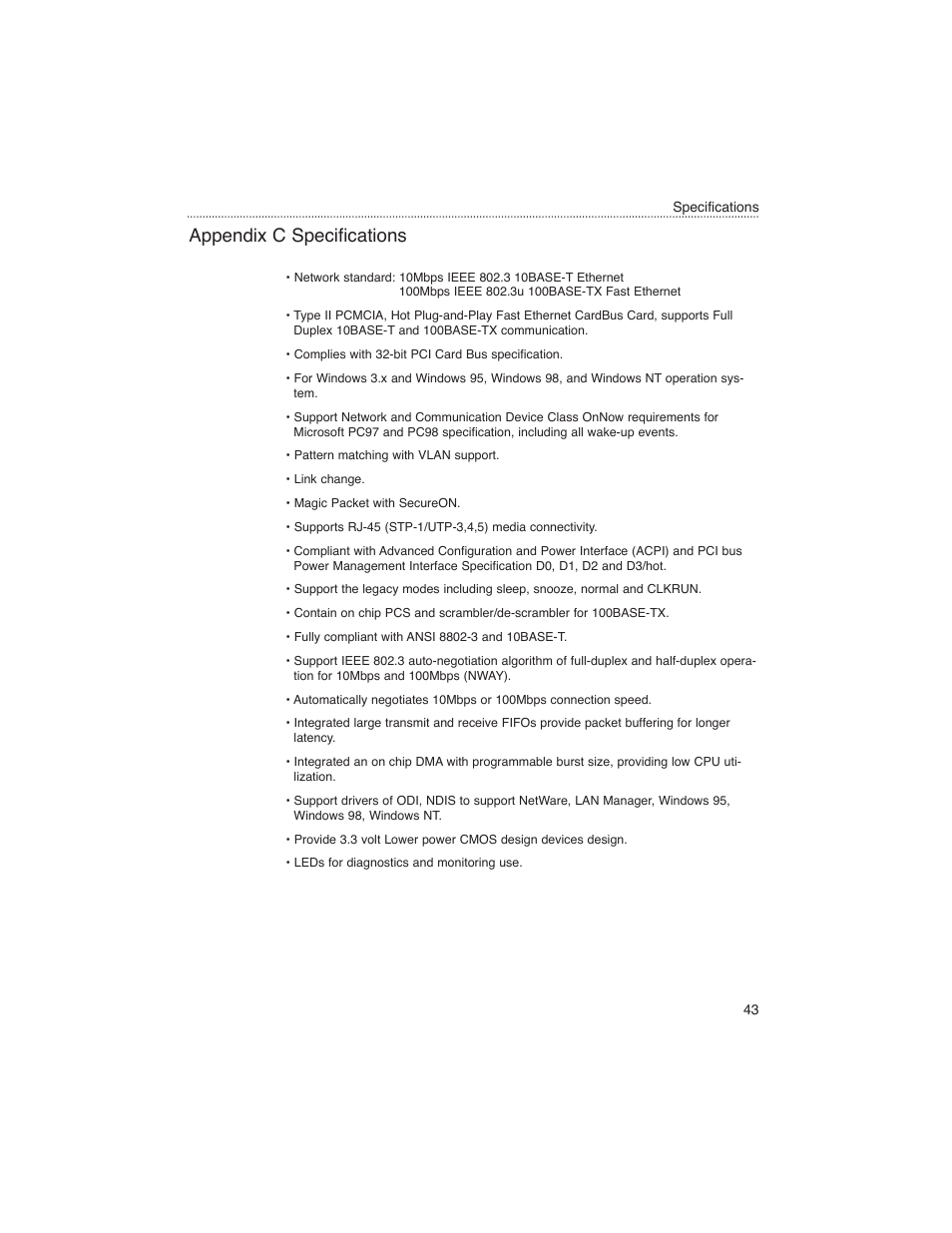 Appendix c specifications | Macsense Connectivity MPC-200 User Manual | Page 41 / 43