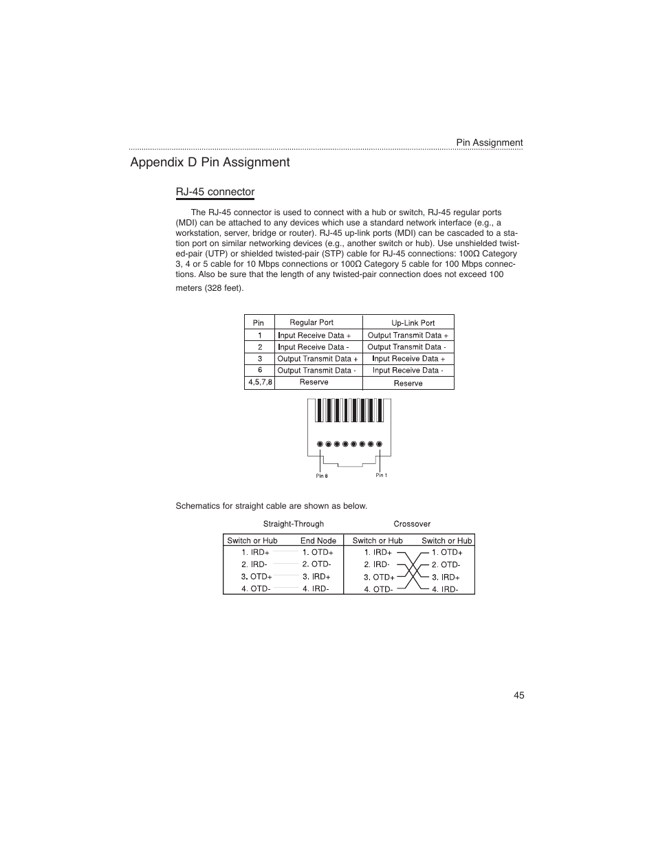 Appendix d pin assignment, Rj-45 connector | Macsense Connectivity MPC-200 User Manual | Page 42 / 43