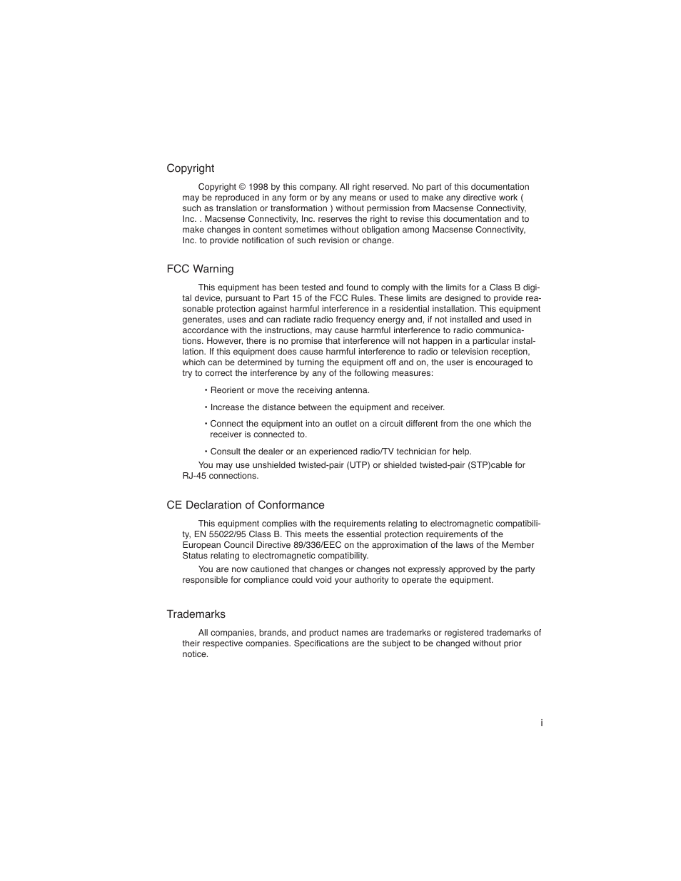 Macsense Connectivity MPC-200 User Manual | Page 43 / 43