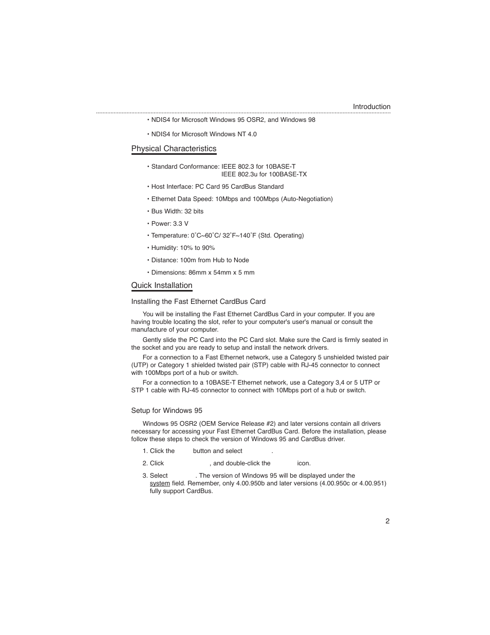 Physical characteristics, Quick installation | Macsense Connectivity MPC-200 User Manual | Page 5 / 43