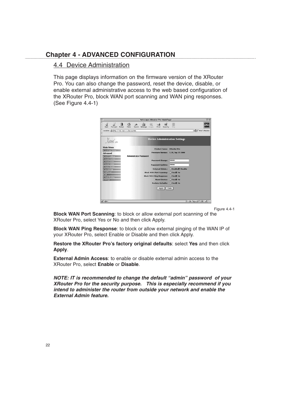 4 device administration, Chapter 4 - advanced configuration | Macsense Connectivity XRouter Pro User Manual | Page 27 / 46
