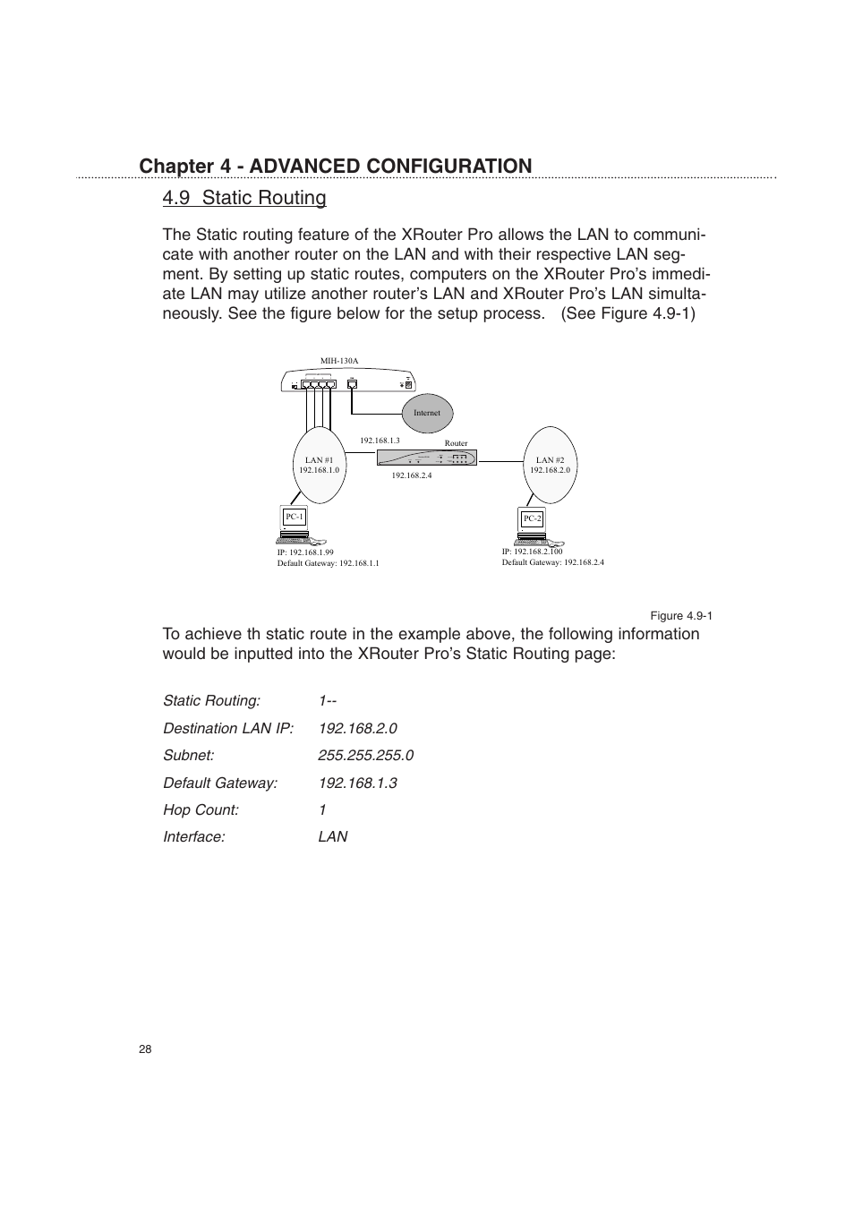 9 static routing, Chapter 4 - advanced configuration | Macsense Connectivity XRouter Pro User Manual | Page 33 / 46