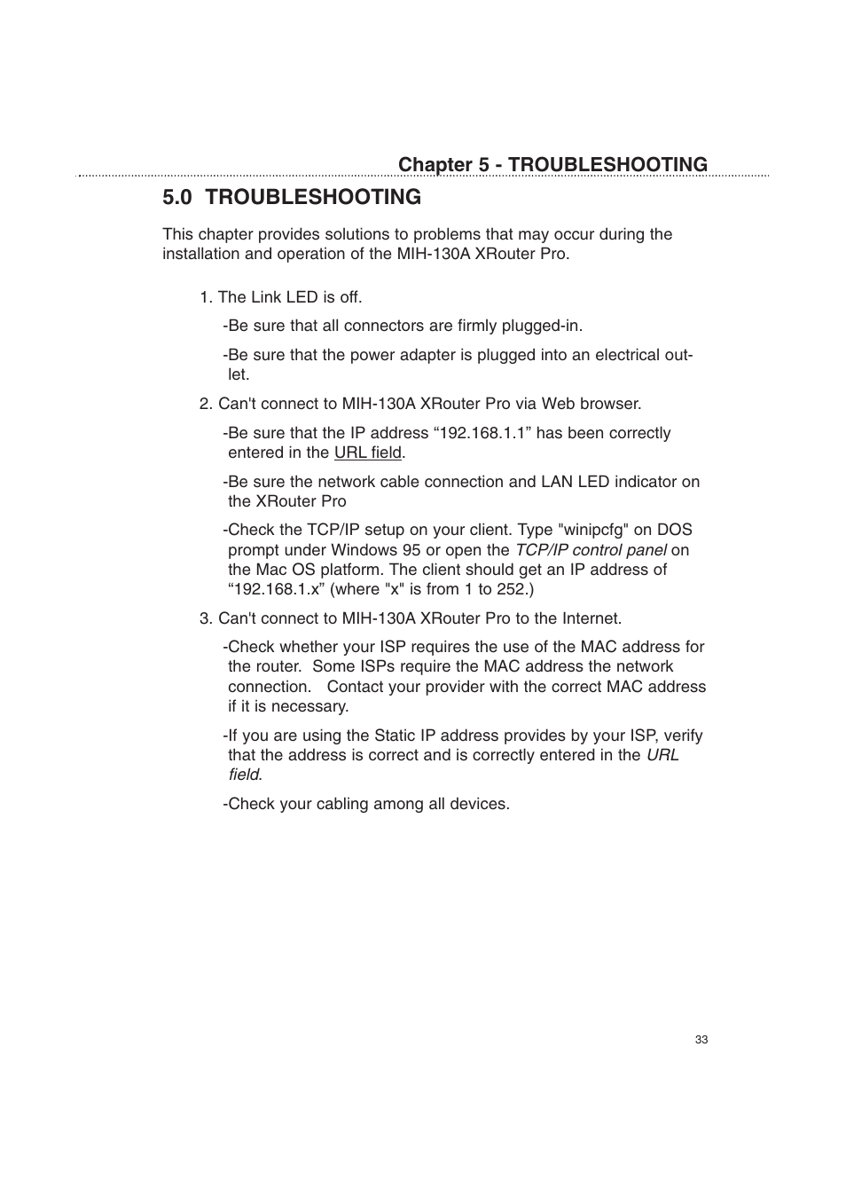0 troubleshooting, Chapter 5 - troubleshooting | Macsense Connectivity XRouter Pro User Manual | Page 38 / 46