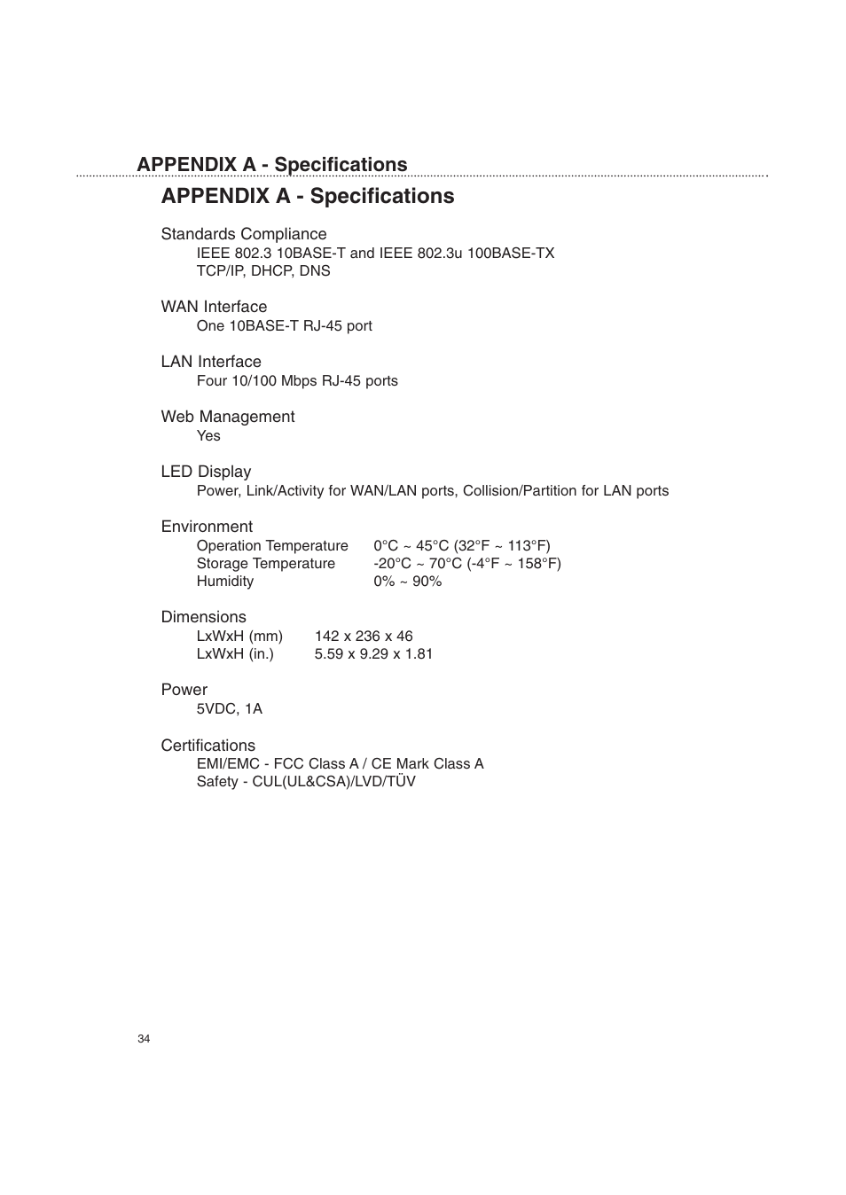 Appendix a - specifications | Macsense Connectivity XRouter Pro User Manual | Page 39 / 46