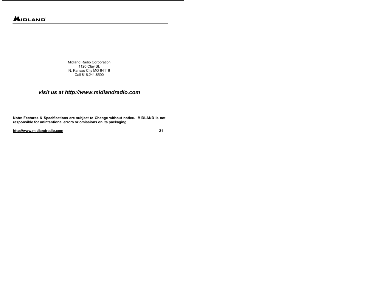 Midland Radio G-223 User Manual | Page 6 / 6