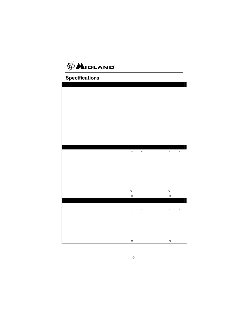Specifications | Midland Radio SP-410 User Manual | Page 34 / 36