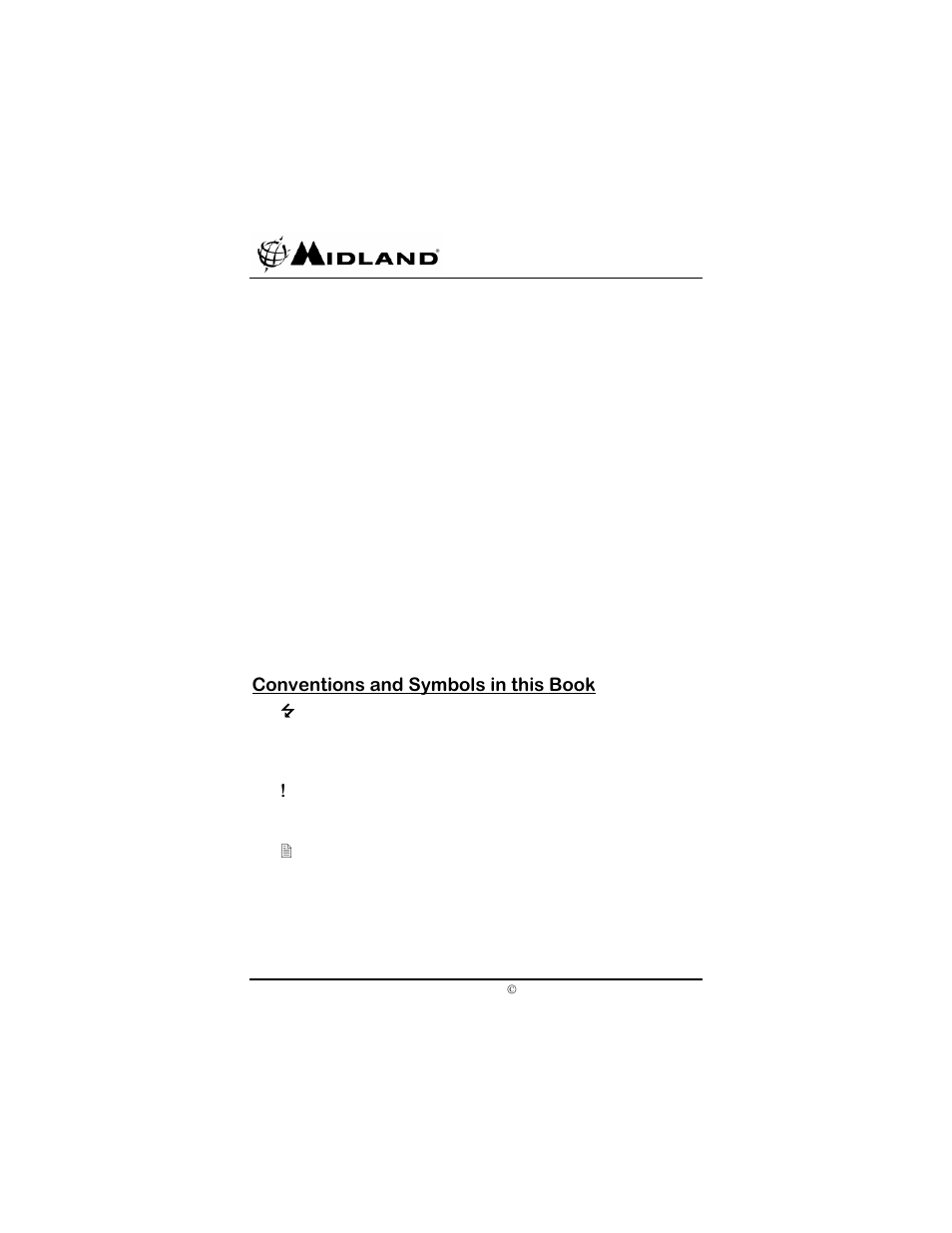 Conventions and symbols in this book | Midland Radio SP-410 User Manual | Page 4 / 36