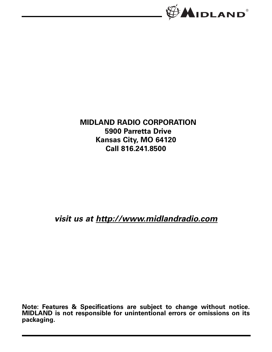 MIDLAND GXT500/550/565 User Manual | Page 20 / 20
