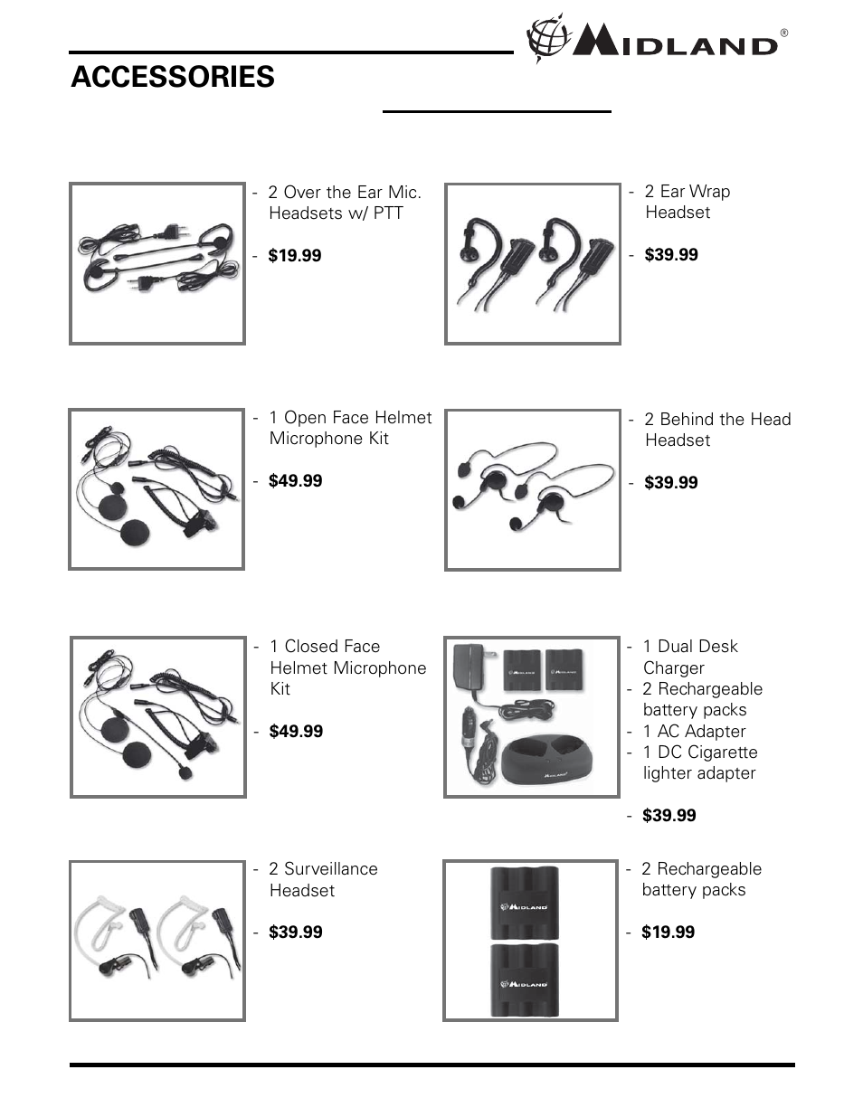 Accessories | MIDLAND GXT720/775 User Manual | Page 21 / 24
