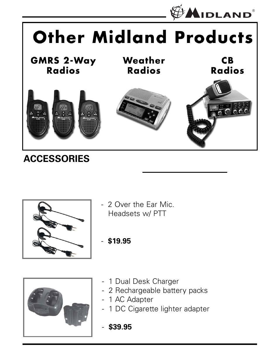 Accessories | MIDLAND GXT300/325/310/400/450 User Manual | Page 18 / 20