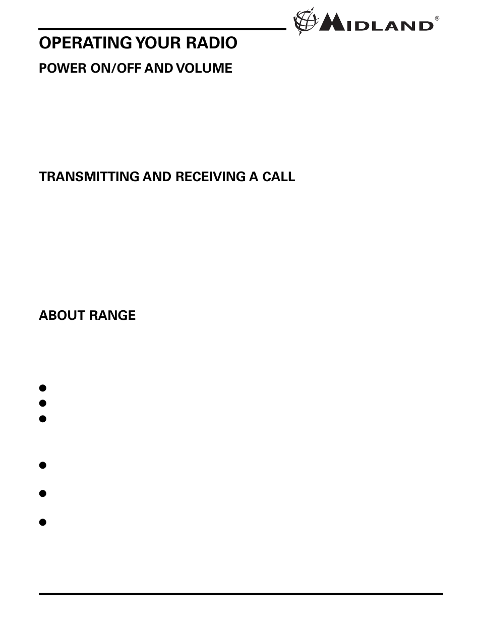 Operating your radio | MIDLAND GXT300/325/310/400/450 User Manual | Page 8 / 20