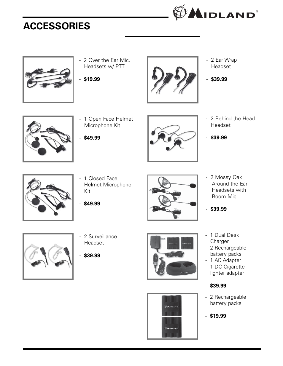 Accessories | MIDLAND GXT740/785 User Manual | Page 21 / 24
