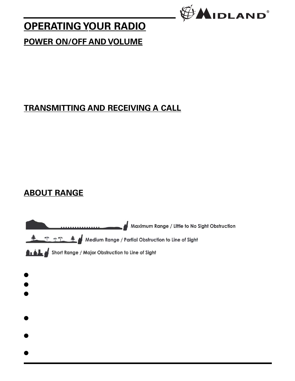 Operating your radio | MIDLAND GXT740/785 User Manual | Page 9 / 24